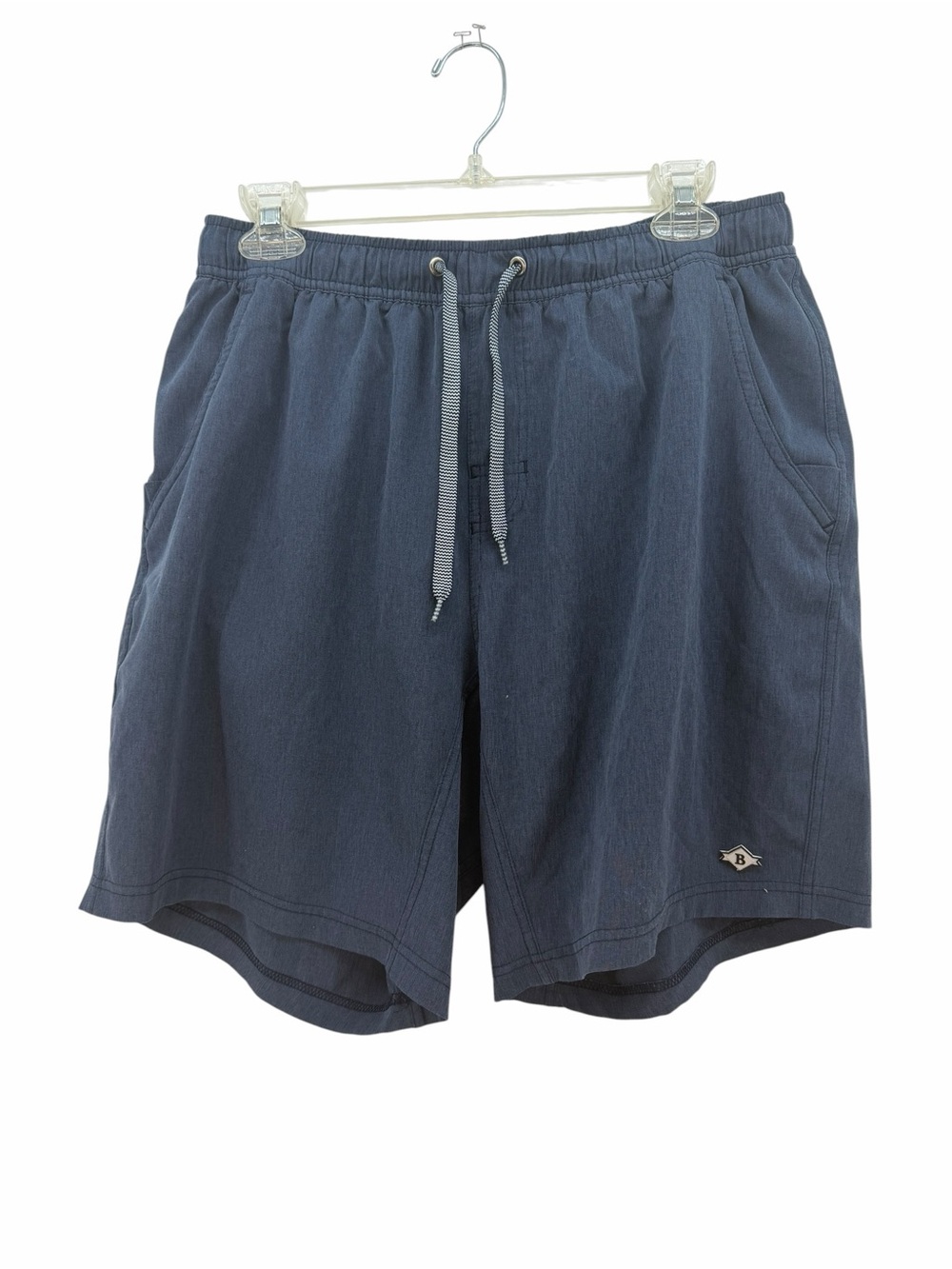 BURLEBO Men's Navy Blue Athletic Drawstring Shorts long lined